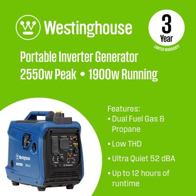 Image showing  2,550/1,900-Watt Dual-Fuel Portable Inverter Generator, RV-Ready, Gas/Propane, CO Sensor