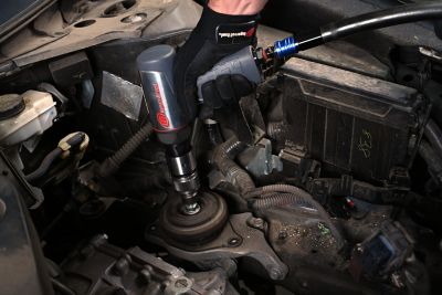 Image showing  Long Barrel Air Hammer 5 pc. Chisel Set, Vibration Reduced, 2530 BPM, 3-1/2 in. Stroke, Round Shank