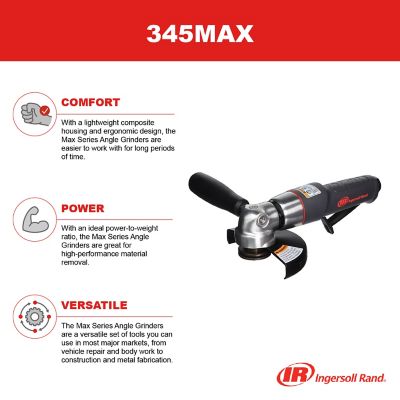 Image showing 4 th Ingersoll Rand 5/8 in. 11 Thread Right Angle Air Grinder with 5 in. Wheel and Rear Exhaust, 12,000 RPM, 0.88 HP