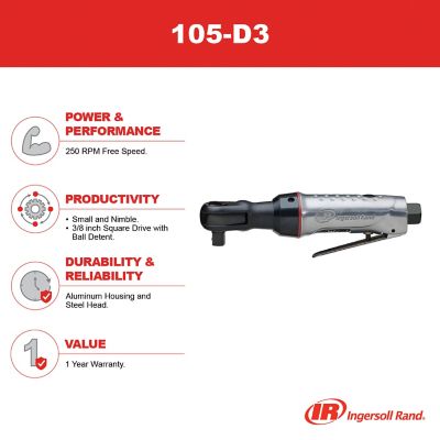 Image showing  3/8 in. Air Mini Ratchet Wrench, 25ft-lb Torque, 250 RPM