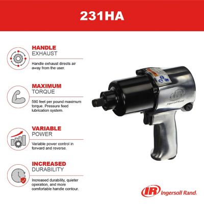 Image showing  1/2 in. Air Impact Wrench, Super Duty, 600 ft.-lbs. Torque, Friction Ring, Pistol