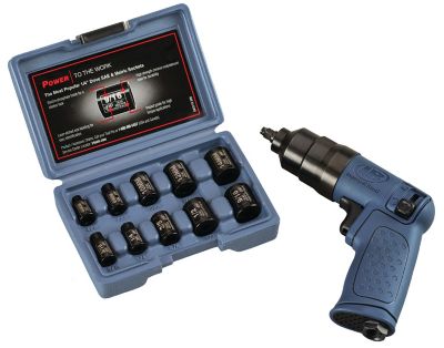 Image showing  1/4 in. Mini Air Impact Wrench Kit, 55 ft.-lbs. Max Reverse Torque, 10 Sockets