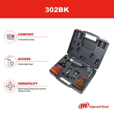 Image showing 7 th Ingersoll Rand Right Angle Air Die Grinder 2 in. & 3 in. Pad Kit, 20000 RPM, Rear Exhaust, 0.33 Horsepower