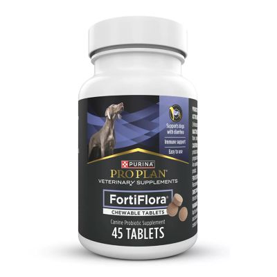 Purina Pro Plan Canine FortiFlora Probiotic Chewable Tablet Digestive Supplements for Dogs, 2.78 oz., 45-Pack