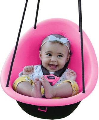 Swurfer Kiwi Toddler Swing Baby Swing Outdoor, 3-Point Safety Harness, Foam-Lined Shell, Easy Installation, Pink