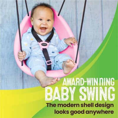 Image showing  Kiwi Toddler Swing Baby Swing Outdoor, 3-Point Safety Harness, Foam-Lined Shell, Easy Installation, Pink