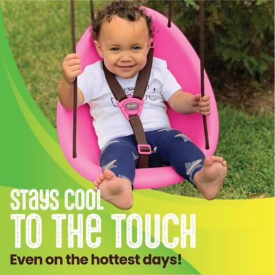 Image showing  Kiwi Toddler Swing Baby Swing Outdoor, 3-Point Safety Harness, Foam-Lined Shell, Easy Installation, Pink