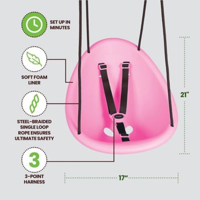 Image showing 5 th Swurfer Kiwi Toddler Swing Baby Swing Outdoor, 3-Point Safety Harness, Foam-Lined Shell, Easy Installation, Pink