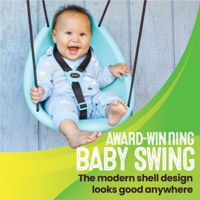 Image showing  Kiwi Outdoor Toddler/Baby Swing with 3-Point Safety Harness and Foam-Lined Shell, 50 lb. Capacity, Easy Install, Blue
