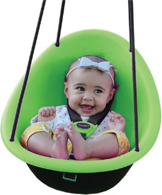 Swurfer Kiwi Toddler Swing Baby Swing Outdoor, 3-Point Safety Harness, Foam-Lined Shell, Easy Installation, Kiwi Green