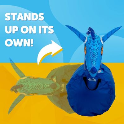 Image showing 6 th Waddle Large Inflatable Bouncy Hopper Ride-On Toy, Indoor/Outdoor Toy for Girls' and Boys, Up to 250 lb., Ages 5+, Dragon