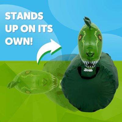 Image showing 6 th Waddle Large Inflatable Bouncy Hopper Ride-On Toy, Indoor/Outdoor Toy for Girls' and Boys, Up to 250 lb., Ages 5+, T-Rex
