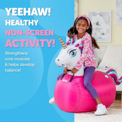 Image showing  Large Inflatable Unicorn Bouncy Hopper Ride-On Toy, Ages 5+
