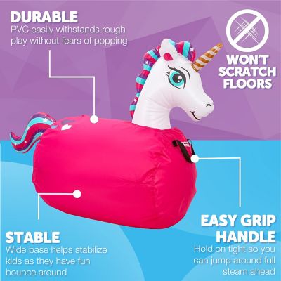 Image showing  Large Inflatable Unicorn Bouncy Hopper Ride-On Toy, Ages 5+