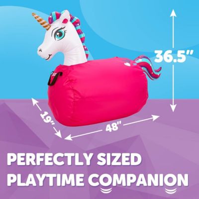 Image showing  Large Inflatable Unicorn Bouncy Hopper Ride-On Toy, Ages 5+