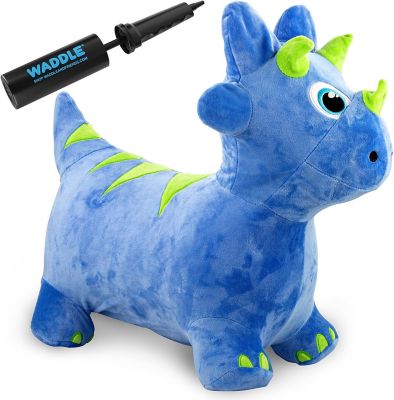 Waddle Bouncy Hopper Inflatable Animal Hopping Plush, Indoor and Outdoor Toy for Toddlers and Kids, Pump Included, Triceratops
