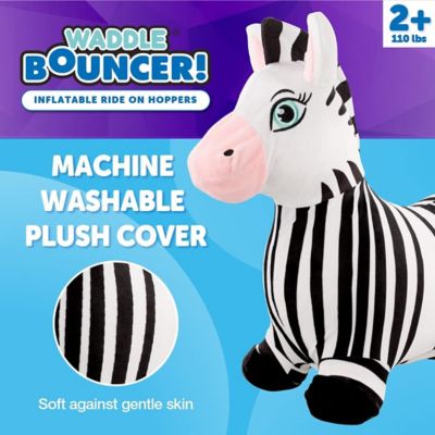 Image showing  Bouncy Hopper Inflatable Animal Hopping Plush, Indoor and Outdoor Toy for Toddlers and Kids, Pump Included, Zebra