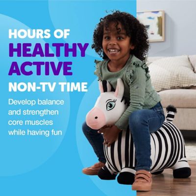 Image showing  Bouncy Hopper Inflatable Animal Hopping Plush, Indoor and Outdoor Toy for Toddlers and Kids, Pump Included, Zebra