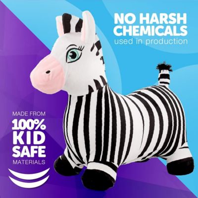 Image showing  Bouncy Hopper Inflatable Animal Hopping Plush, Indoor and Outdoor Toy for Toddlers and Kids, Pump Included, Zebra