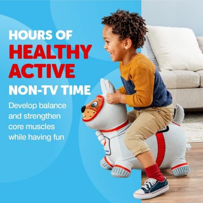 Image showing  Bouncy Hopper Inflatable Animal Hopping Plush, Indoor and Outdoor Toy for Toddlers and Kids, Pump Included, Space Dog