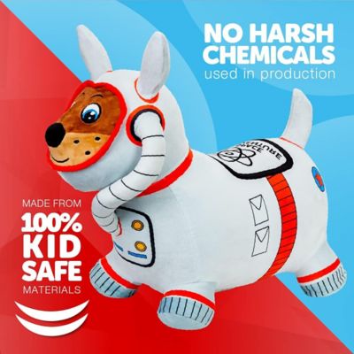 Image showing  Bouncy Hopper Inflatable Animal Hopping Plush, Indoor and Outdoor Toy for Toddlers and Kids, Pump Included, Space Dog