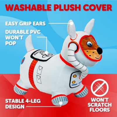 Image showing  Bouncy Hopper Inflatable Animal Hopping Plush, Indoor and Outdoor Toy for Toddlers and Kids, Pump Included, Space Dog