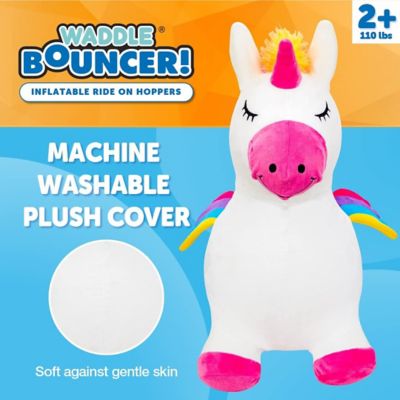 Image showing  Bouncy Hopper Inflatable Animal Hopping Plush, Indoor and Outdoor Toy for Toddlers and Kids, Pump Included, Unicorn