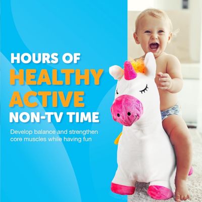 Image showing  Bouncy Hopper Inflatable Animal Hopping Plush, Indoor and Outdoor Toy for Toddlers and Kids, Pump Included, Unicorn