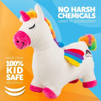Image showing  Bouncy Hopper Inflatable Animal Hopping Plush, Indoor and Outdoor Toy for Toddlers and Kids, Pump Included, Unicorn