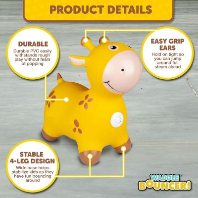 Image showing  Bouncy Hopper Inflatable Hopping Animal, Indoors and Outdoors Toy for Toddlers and Kids, Pump Included, Giraffe