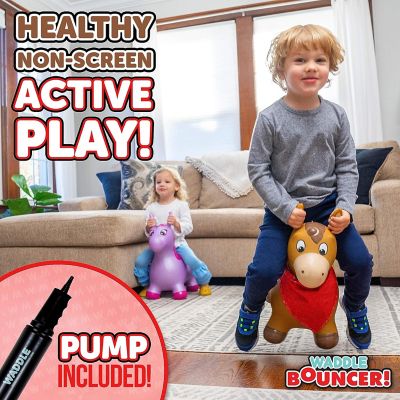 Image showing  Bouncy Hopper Inflatable Hopping Animal, Indoors and Outdoors Toy for Toddlers and Kids, Pump Included, Horse