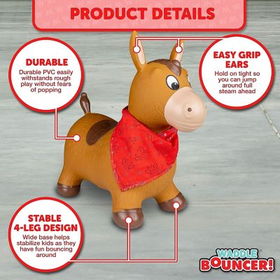 Image showing  Bouncy Hopper Inflatable Hopping Animal, Indoors and Outdoors Toy for Toddlers and Kids, Pump Included, Horse