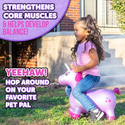 Image showing  Bouncy Hopper Inflatable Hopping Animal, Indoors and Outdoors Toy for Toddlers and Kids, Pump Included, Purple Unicorn