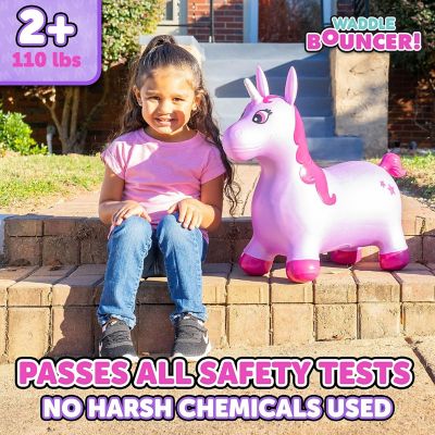 Image showing  Bouncy Hopper Inflatable Hopping Animal, Indoors and Outdoors Toy for Toddlers and Kids, Pump Included, Purple Unicorn