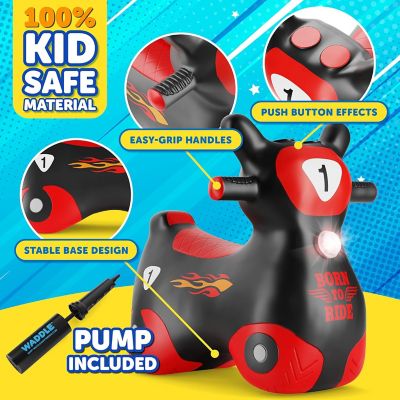 Image showing  Bouncy Hopper Inflatable Hopping Animal, Indoors and Outdoors Toy for Toddlers and Kids, Pump Included, Zoomer Black