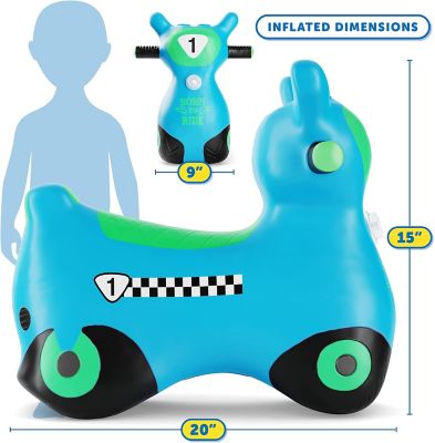 Image showing  Bouncy Hopper Inflatable Hopping Animal, Indoors and Outdoors Toy for Toddlers and Kids, Pump Included, Blue Zoomer