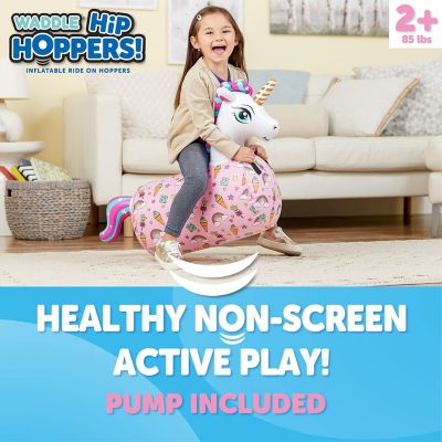 Image showing  Hip Hopper Inflatable Hopping Animal Bouncer, Ages 2+, Supports Up to 85 lbs, Unicorn
