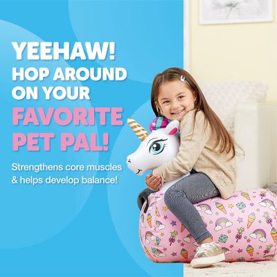 Image showing  Hip Hopper Inflatable Hopping Animal Bouncer, Ages 2+, Supports Up to 85 lbs, Unicorn
