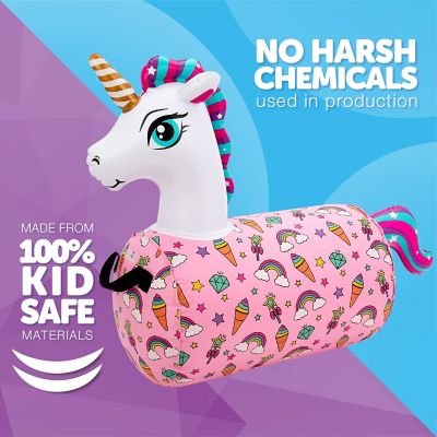 Image showing  Hip Hopper Inflatable Hopping Animal Bouncer, Ages 2+, Supports Up to 85 lbs, Unicorn