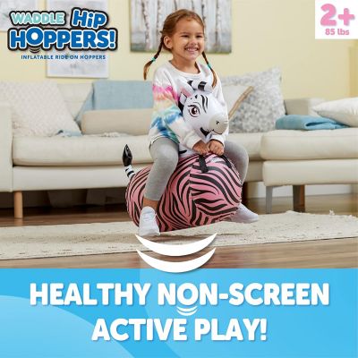 Image showing  Hip Hopper Inflatable Hopping Animal Bouncer, Ages 2+, Supports Up to 85 lbs., Zebra