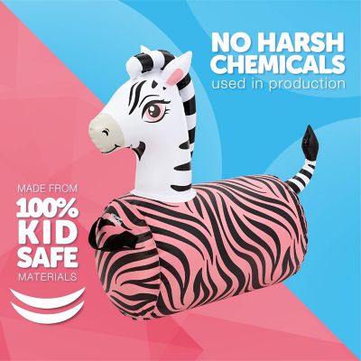 Image showing  Hip Hopper Inflatable Hopping Animal Bouncer, Ages 2+, Supports Up to 85 lbs., Zebra