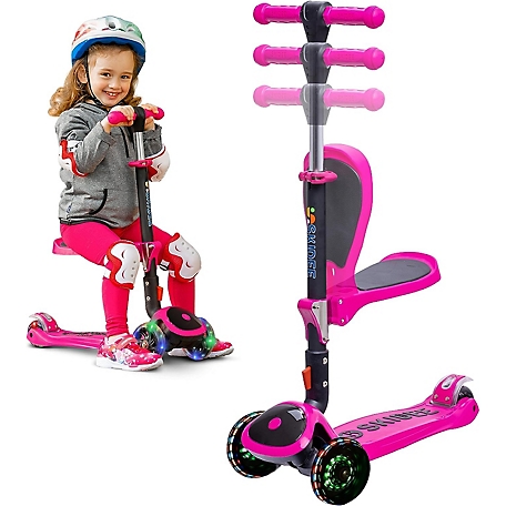 SKIDEE Toddler, Kids Scooter 3 Wheel Scooter, Adjustable, Folding Scooter, Kick Scooters for Kids, Pink