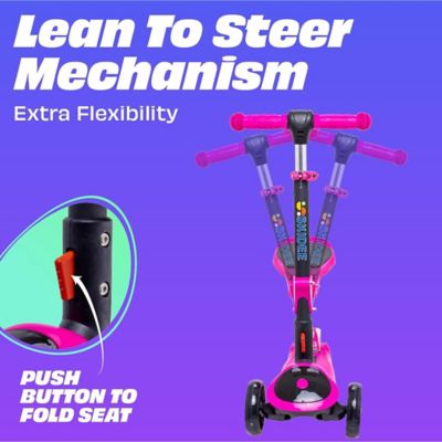 Image showing  Toddlers' 3-Wheel Folding Scooter with Adjustable Seat, Ages 2-12, Pink