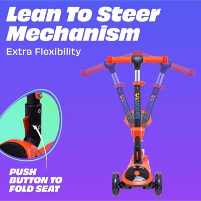 Image showing  Toddlers' 3-Wheel Folding Scooter with Adjustable Seat, Ages 2-12, Orange