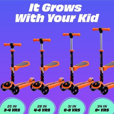 Image showing  Toddlers' 3-Wheel Folding Scooter with Adjustable Seat, Ages 2-12, Orange