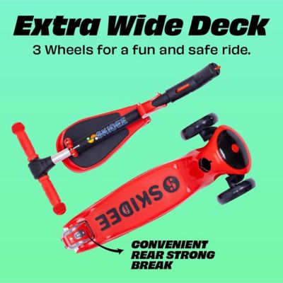 Image showing  Toddlers' 3-Wheel Folding Scooter with Adjustable Seat, Ages 2-12, Red