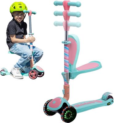 SKIDEE Toddler, Kids Scooter 3 Wheel Scooter, Adjustable, Folding Scooter, Kick Scooters for Kids, Marshmallow