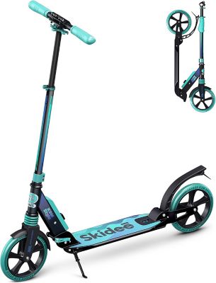 SKIDEE Kids Scooter 2 Wheel Scooter, Adjustable Handles, Folding Scooter, Kick Scooters, Ages 5 and Up, Aqua