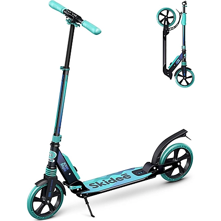 SKIDEE Kids Scooter 2 Wheel Scooter, Adjustable Handles, Folding Scooter, Kick Scooters, Ages 5 and Up, Aqua