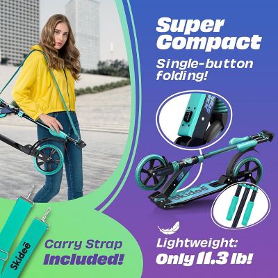 Image showing  Kids Scooter 2 Wheel Scooter, Adjustable Handles, Folding Scooter, Kick Scooters, Ages 5 and Up, Aqua